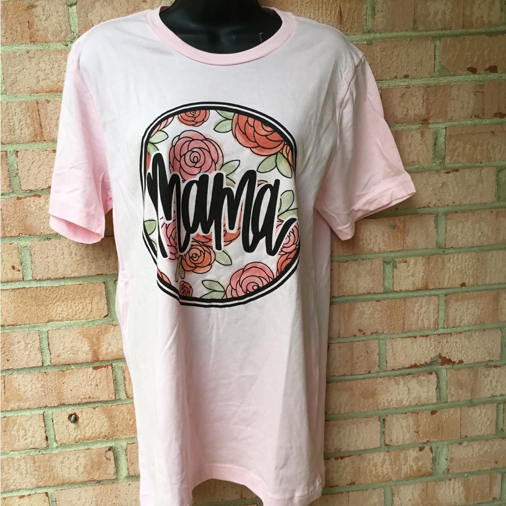 “Mama” T-shirt with rose design